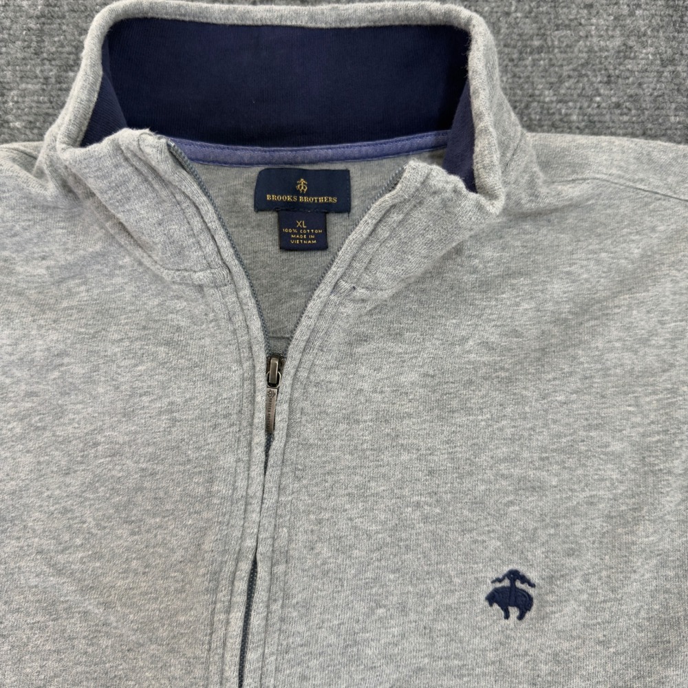 Brooks Brothers Quarter Zip Pullover Sweater Heather Gray Size XL